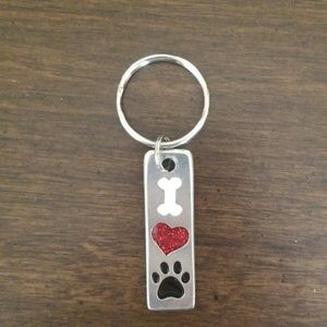 I Love My Dog Pewter Keychain